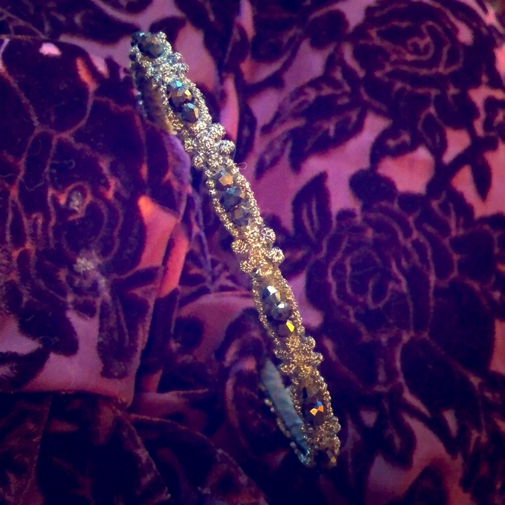 FINAL PRICE UNLESS BUNDLED. Black and silver cloth beaded headband
